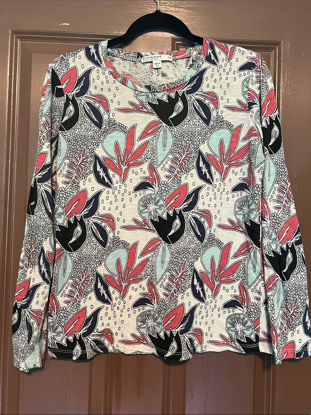 Stateside Cream Floral Print Long-Sleeve Top M